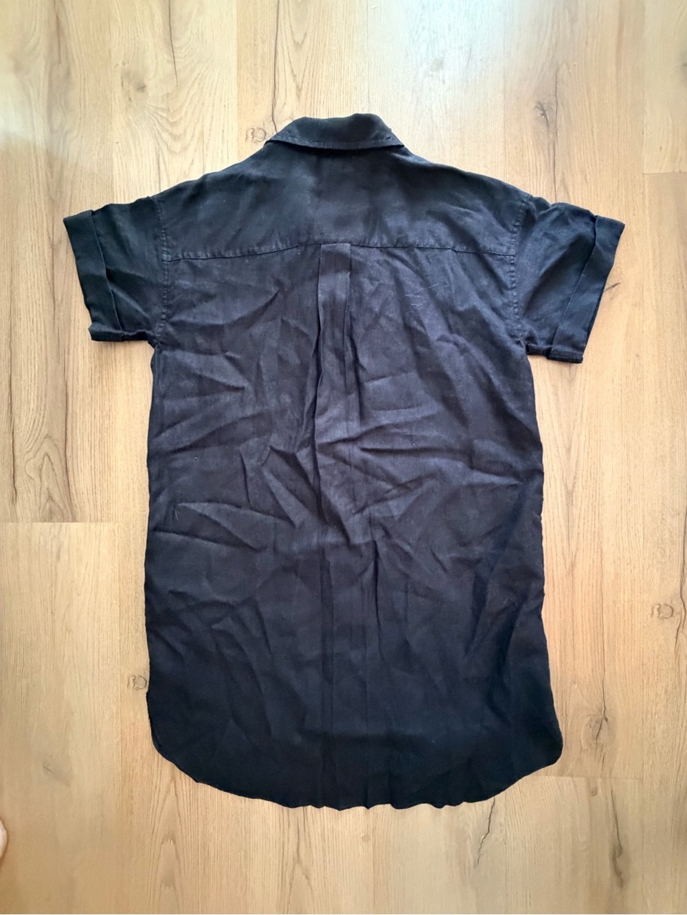 J. Crew Black Short-Sleeve Button Front Linen Shirt Dress - Picture 6 of 7